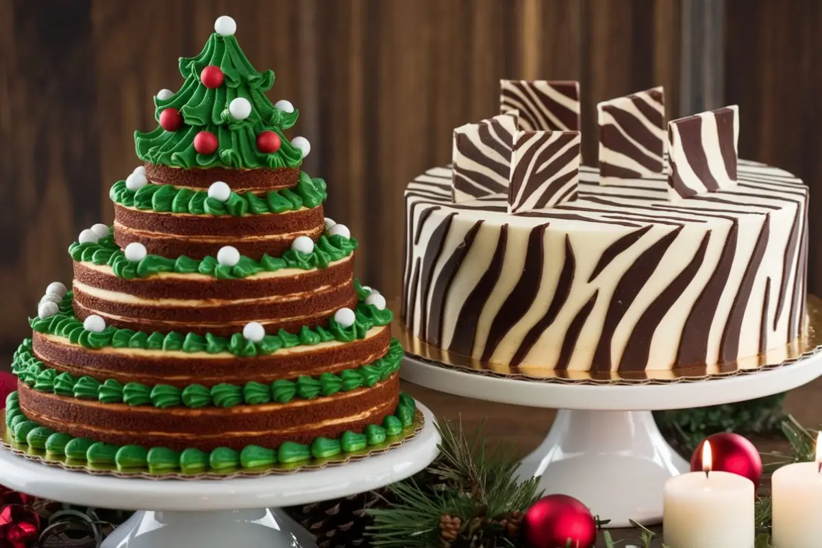 Christmas Tree Cake and zebra cake